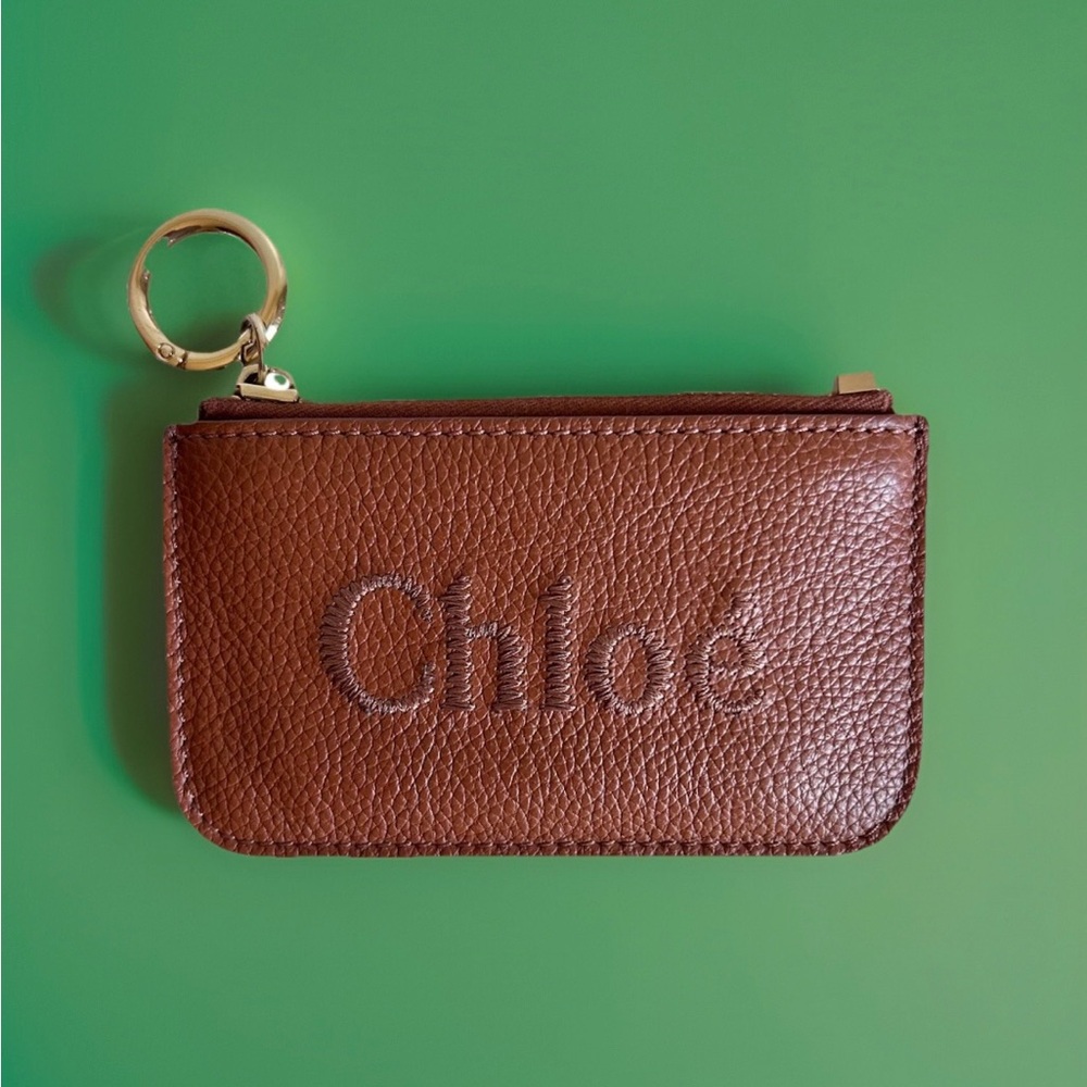 Chloe Brown Leather Coins & Card Holder